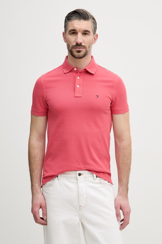 Tommy Hilfiger polo tričko pánske ružová MW0MW17771..