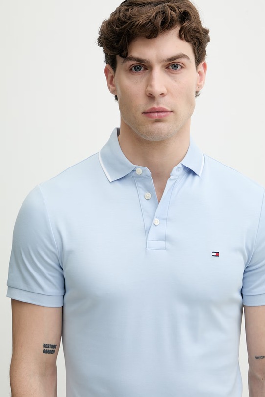 Tommy Hilfiger polo bărbătesc din bumbac albastru MW0MW43144