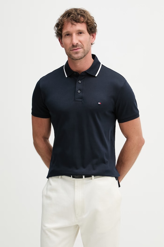 Tommy Hilfiger polo męskie bawełniane granatowy MW0MW43144