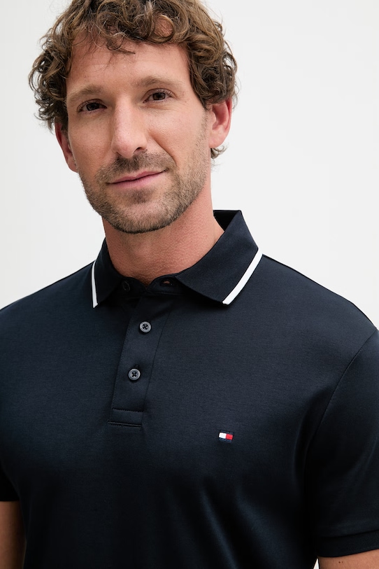 Tommy Hilfiger polo męskie bawełniane granatowy MW0MW43144