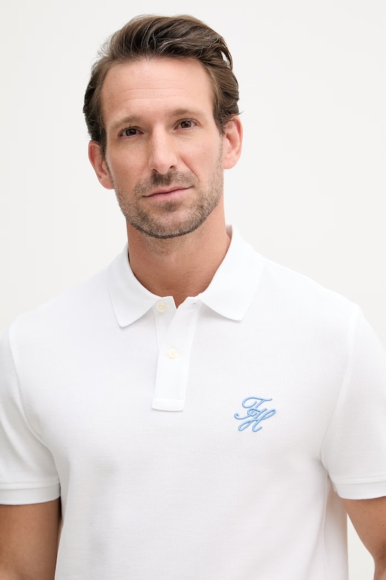 Tommy Hilfiger polo pánské bavlněné SUMMER bílá MW0MW43046