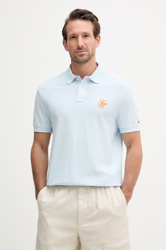 Tommy Hilfiger polo pánské bavlněné SUMMER modrá MW0MW43046