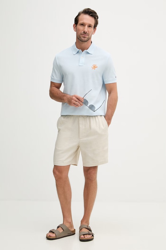 Tommy Hilfiger polo pánské bavlněné SUMMER MW0MW43046 modrá SS26