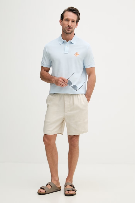 Tommy Hilfiger polo pánské bavlněné SUMMER MW0MW43046 modrá SS26
