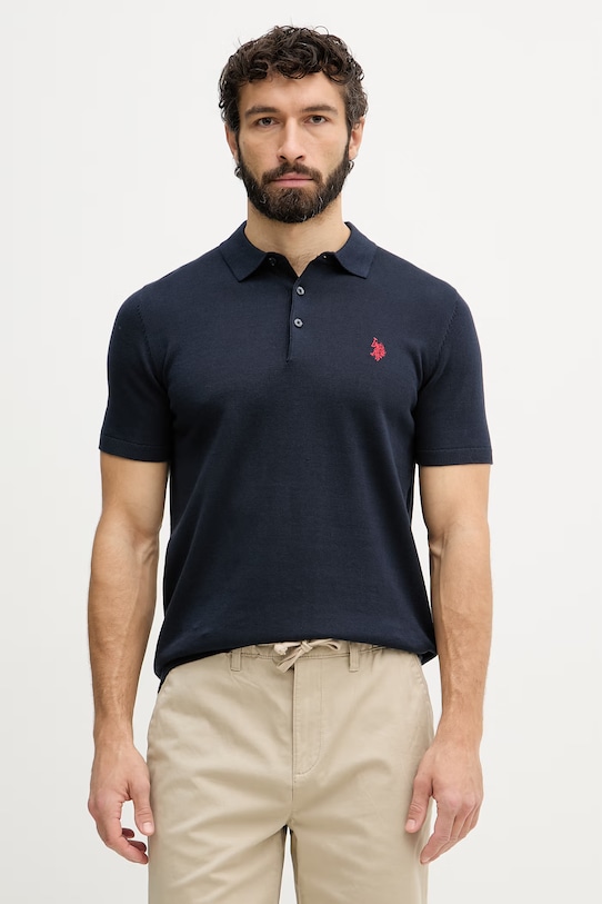 U.S. Polo Assn. Πόλο Ανδρικό βαμβακερό COMBED SS σκούρο μπλε MUP3709
