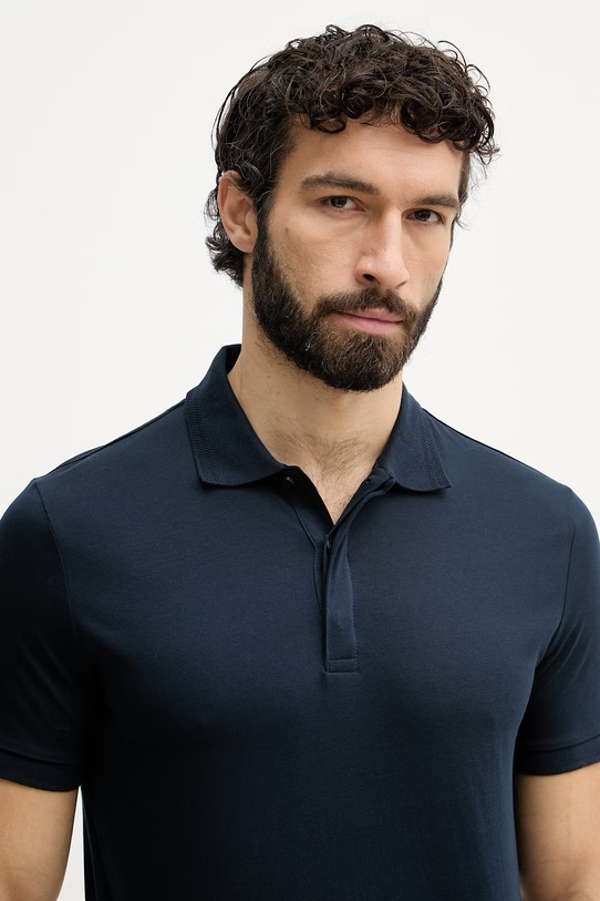 U.S. Polo Assn. тениска с яка мъжка памучна PREMIUM SUPIMA тъмносин MUP4598