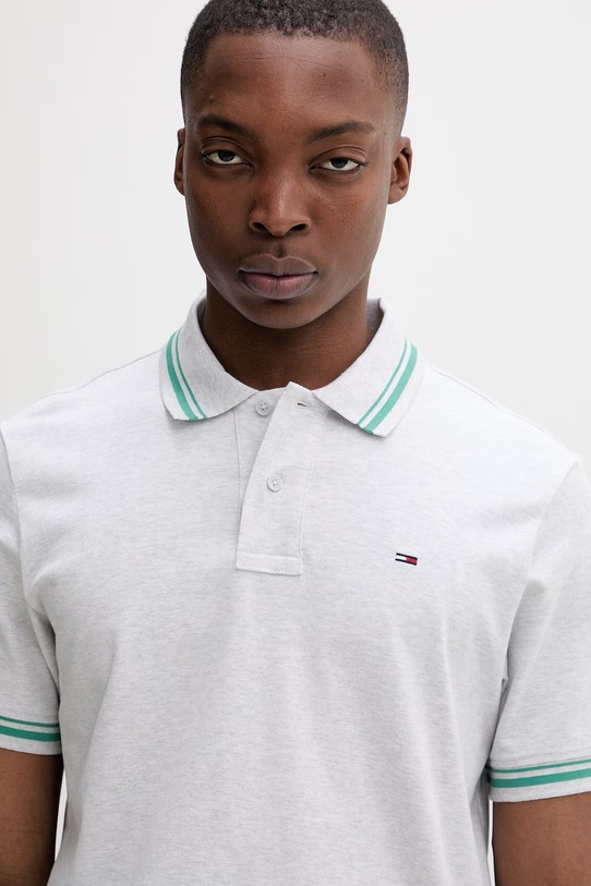 Tommy Jeans polo męskie bawełniane szary DM0DM22700