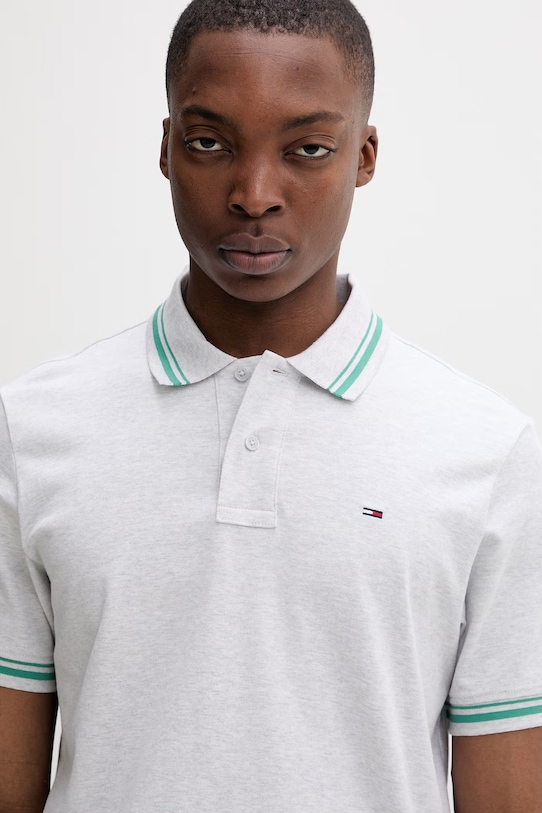 Tommy Jeans polo męskie bawełniane szary DM0DM22700