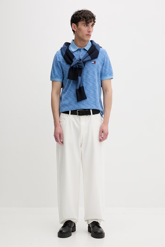 Tommy Jeans polo męskie bawełniane DM0DM22707 niebieski SS26