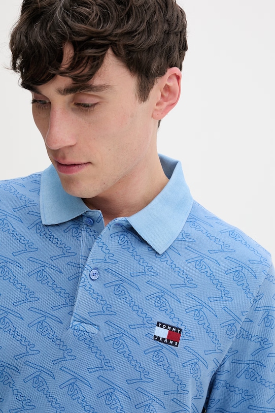 Tommy Jeans polo męskie bawełniane niebieski DM0DM22707