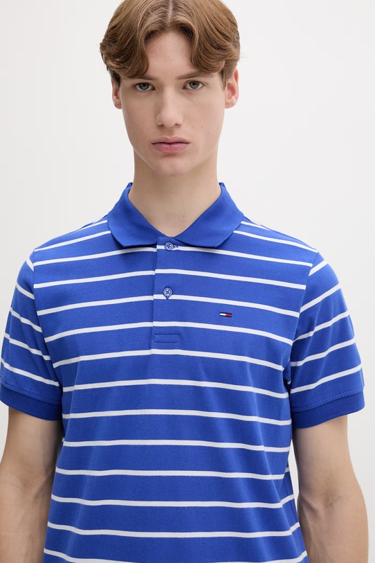 Tommy Jeans polo męskie bawełniane niebieski DM0DM22708