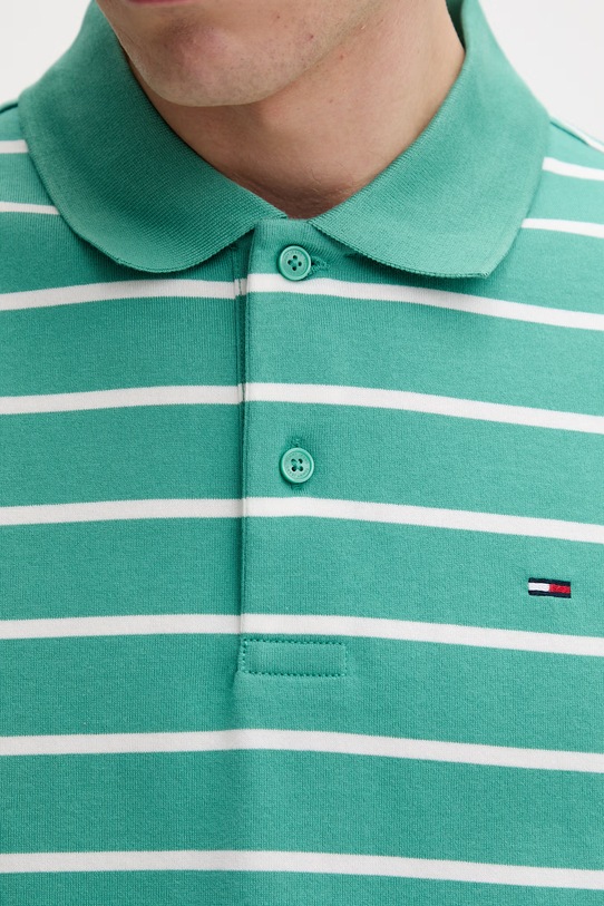Tommy Jeans polo męskie bawełniane zielony DM0DM22708