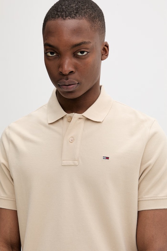 Tommy Jeans polo męskie bawełniane beżowy DM0DM22711