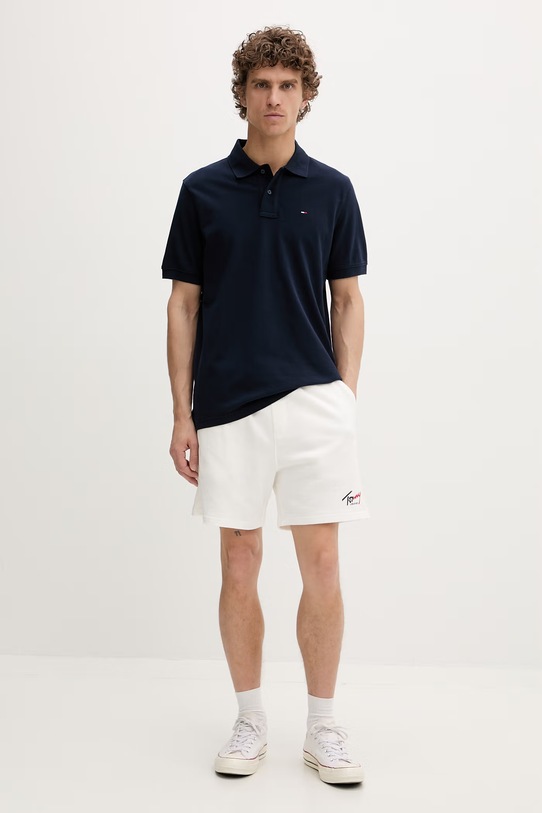 Tommy Jeans polo męskie bawełniane DM0DM22711 granatowy SS26