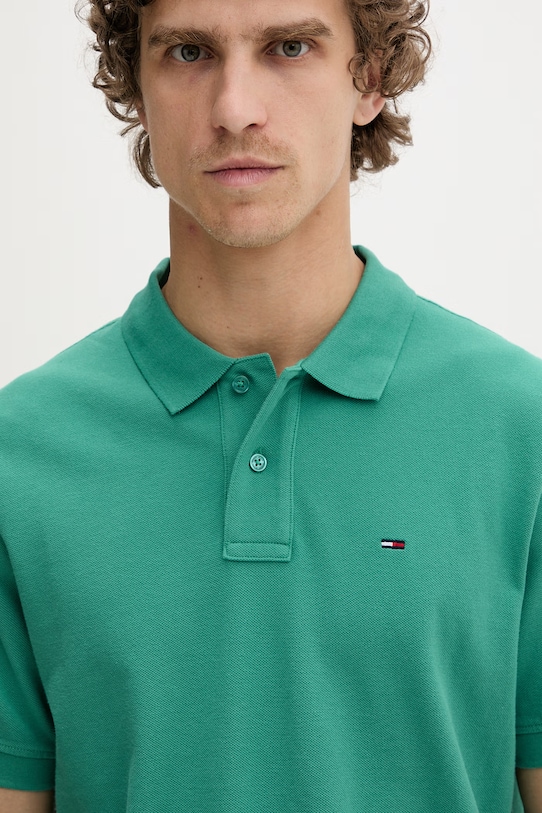 Tommy Jeans polo męskie bawełniane zielony DM0DM22711