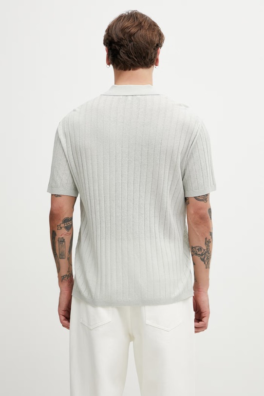 Odzież Maison Kitsuné polo męskie z lnem QM00203KT1198 szary