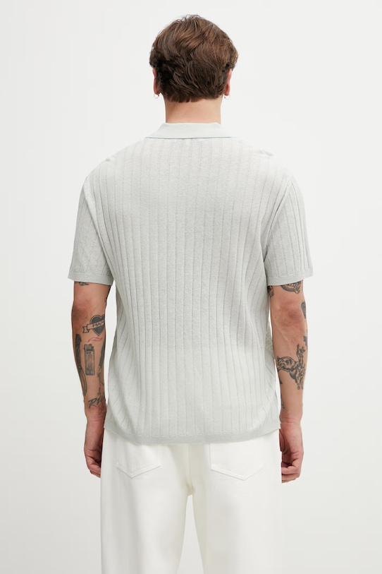 Odzież Maison Kitsuné polo męskie z lnem QM00203KT1198 szary