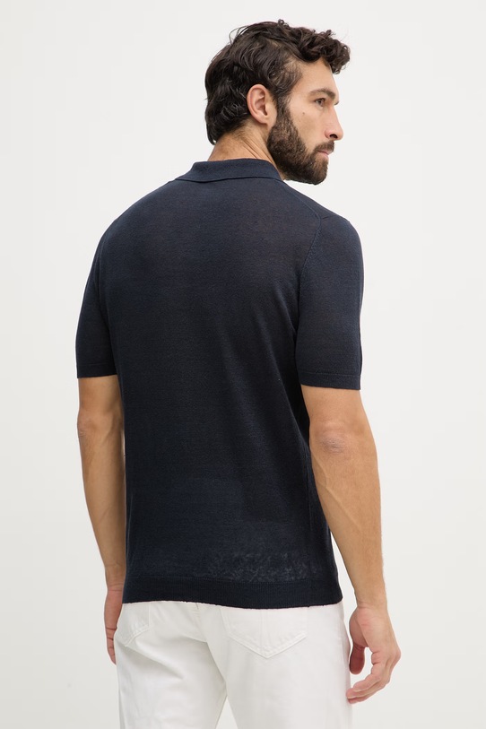 Odzież Aeronautica Militare polo lniane MA1625UL00935 granatowy