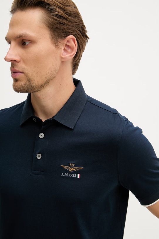 Aeronautica Militare polo męskie bawełniane granatowy PO1907UJ00682