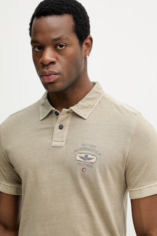 Bombažen polo Aeronautica Militare zelena PO1913UJ00722