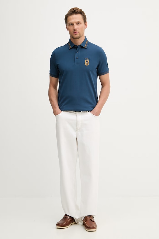 Aeronautica Militare polo męskie bawełniane PO1914UP00403 granatowy SS26