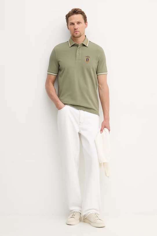 Aeronautica Militare polo męskie bawełniane PO1914UP00403 zielony SS26