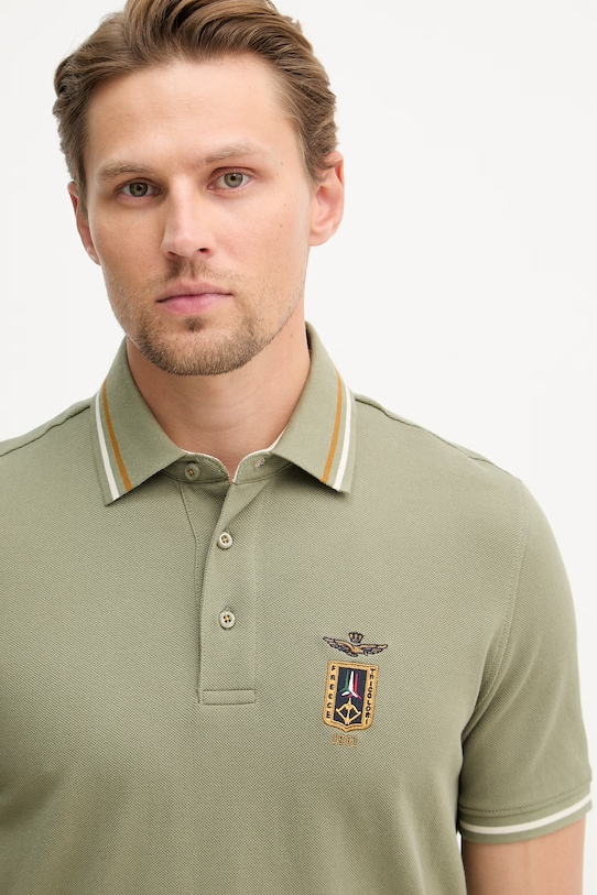 Aeronautica Militare polo męskie bawełniane zielony PO1914UP00403