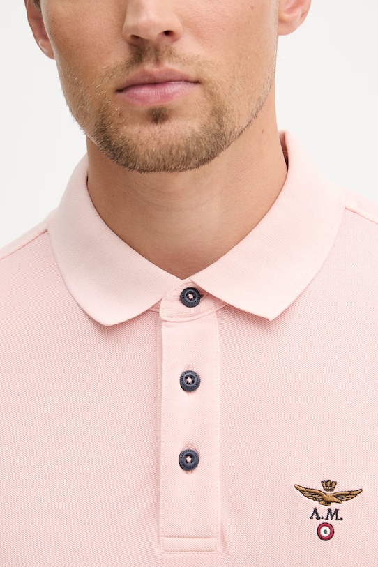 Aeronautica Militare polo męskie bawełniane PO1925UP00406 różowy