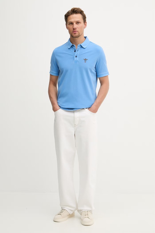 Aeronautica Militare polo męskie bawełniane PO1925UP00406 niebieski SS26