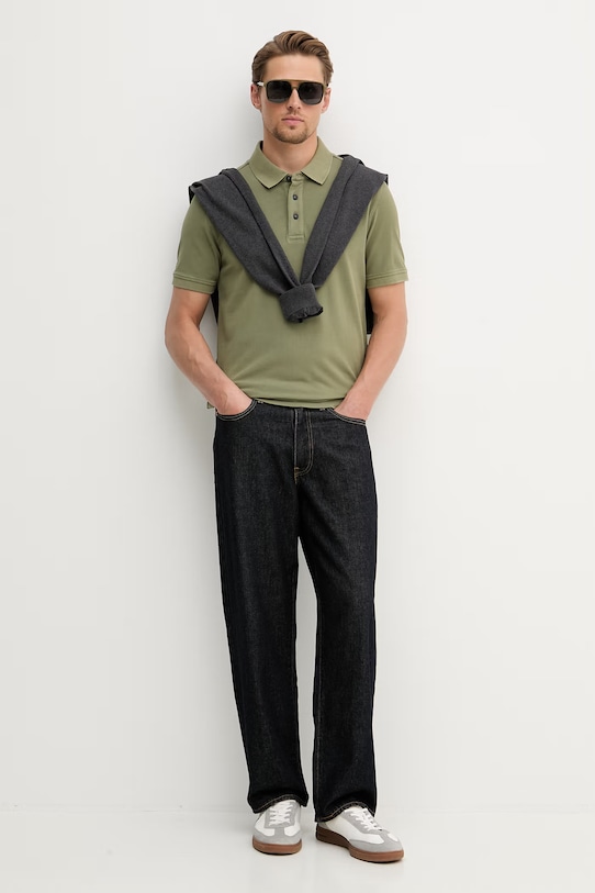 Aeronautica Militare polo męskie bawełniane PO1925UP00406 zielony SS26