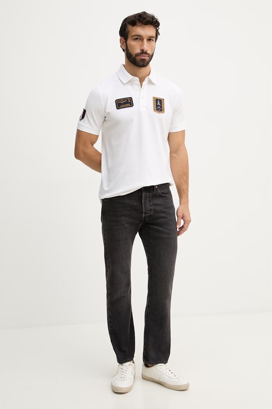 Aeronautica Militare polo PO1927UP00191 beżowy SS26