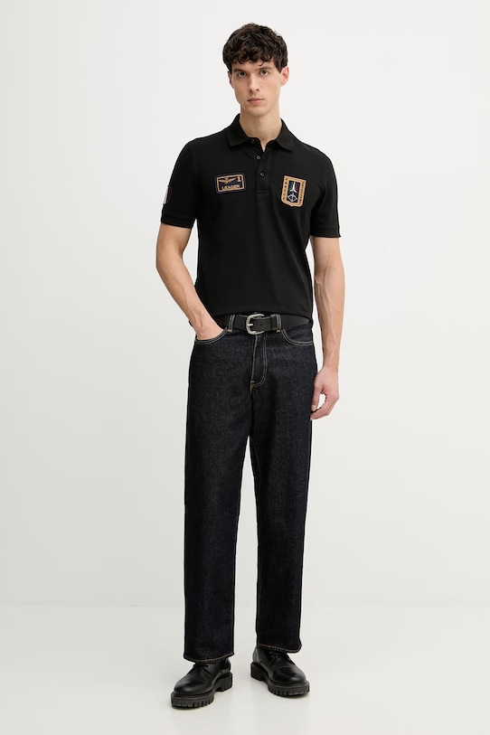 Aeronautica Militare polo PO1927UP00191 czarny SS26