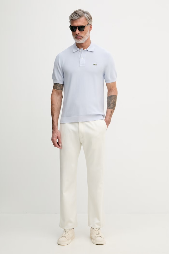 Lacoste polo męskie bawełniane AH1043 niebieski SS26