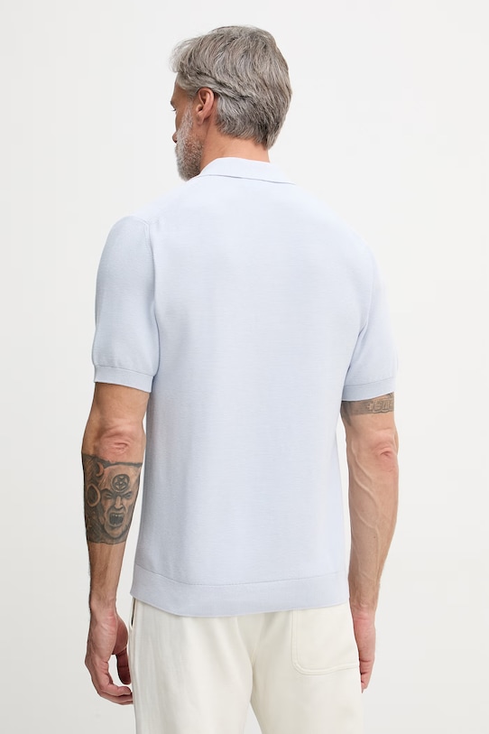 Odzież Lacoste polo męskie bawełniane AH1043 niebieski