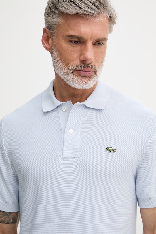 Lacoste polo męskie bawełniane niebieski AH1043