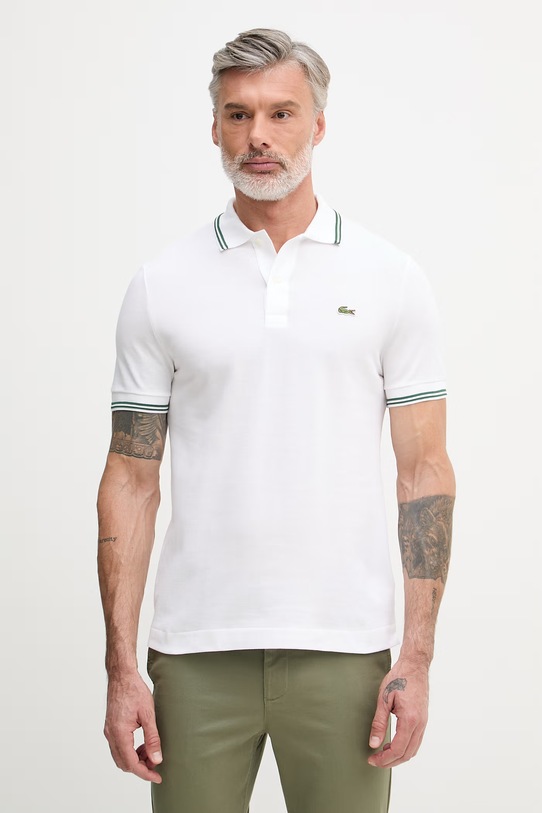 Lacoste polo męskie bawełniane biały PH9875