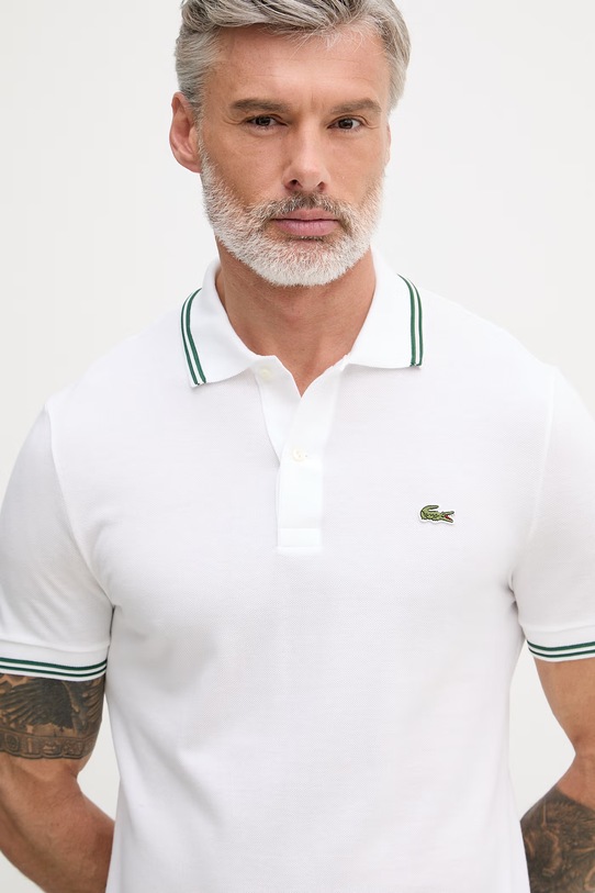 Lacoste polo męskie bawełniane biały PH9875