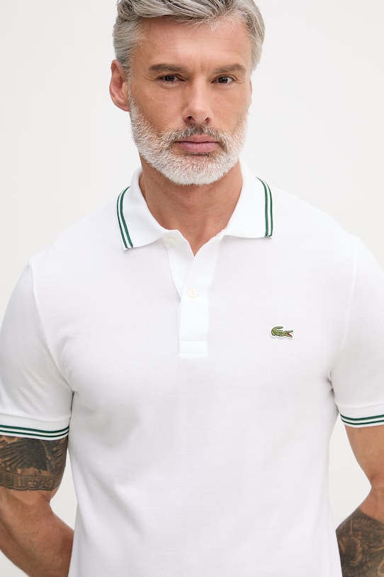 Lacoste polo męskie bawełniane biały PH9875