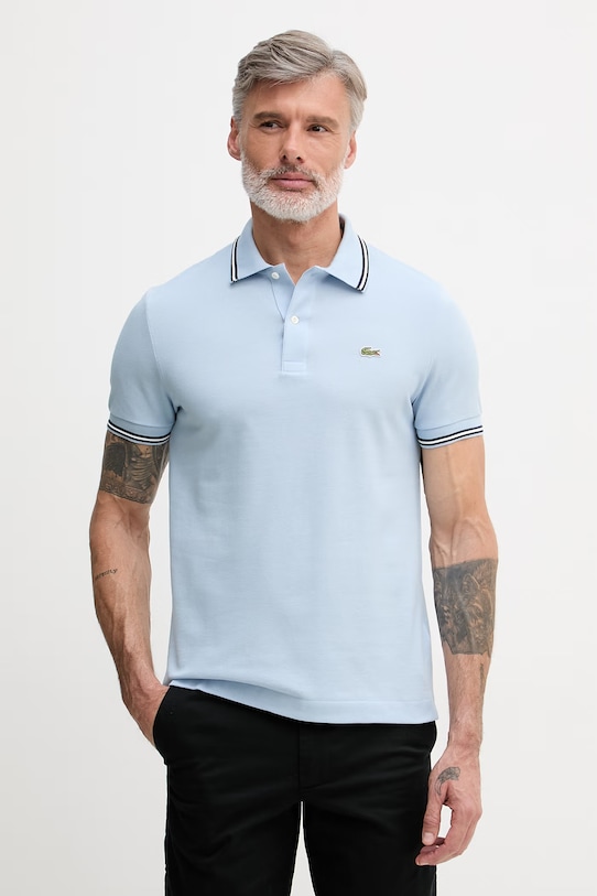 Lacoste polo męskie bawełniane niebieski PH9875
