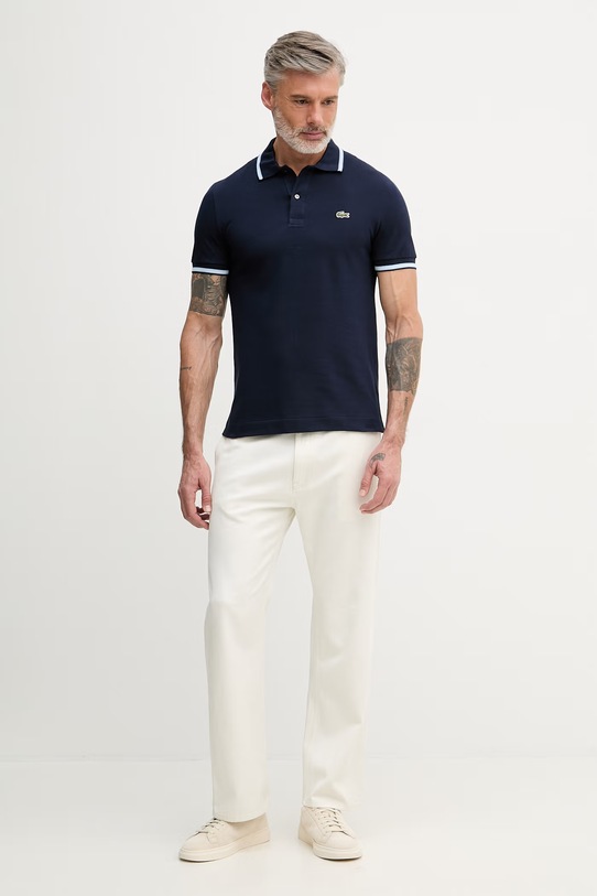 Lacoste polo męskie bawełniane PH9875 granatowy SS26