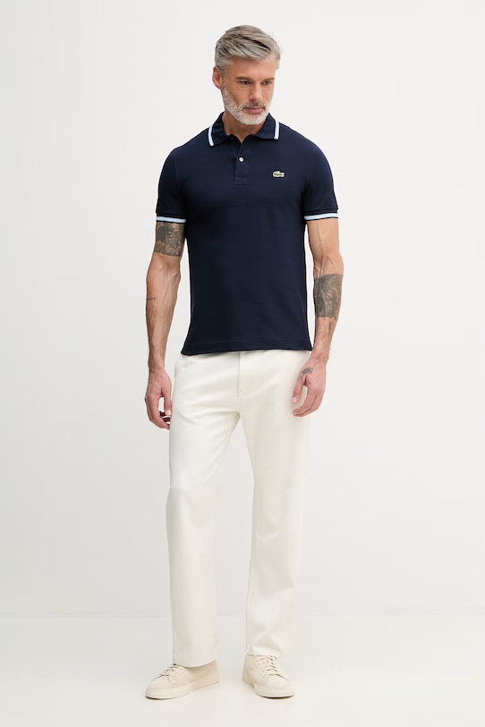 Lacoste polo męskie bawełniane PH9875 granatowy SS26