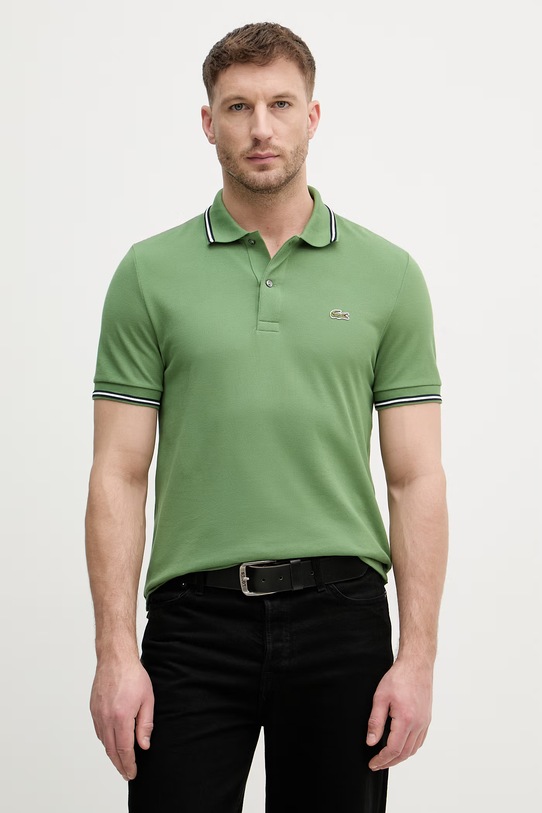 Lacoste polo męskie bawełniane zielony PH9875