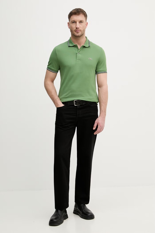 Lacoste polo męskie bawełniane PH9875 zielony SS26
