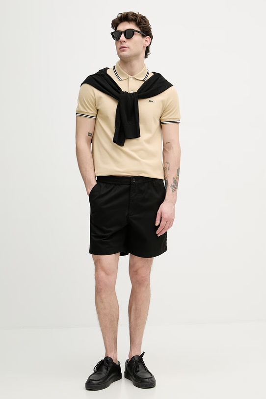 Lacoste polo męskie bawełniane PH9875 beżowy SS26