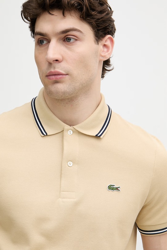 Lacoste polo męskie bawełniane beżowy PH9875
