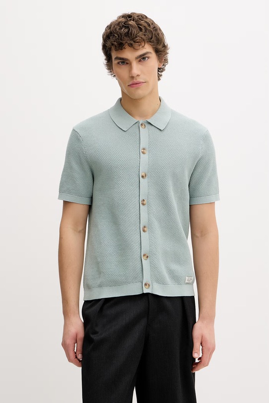 Guess Jeans polo męski bawełniany turkusowy M6GRZ1.Z3HM1