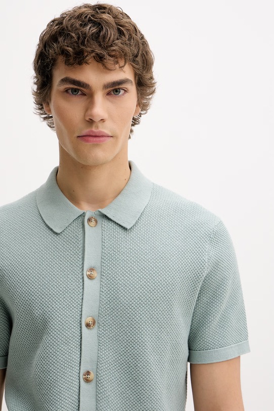 Guess Jeans polo męski bawełniany turkusowy M6GRZ1.Z3HM1