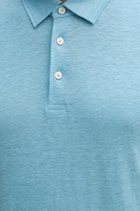 BOSS polo męskie lniane BOSS X DAVID BECKHAM 50560534 niebieski