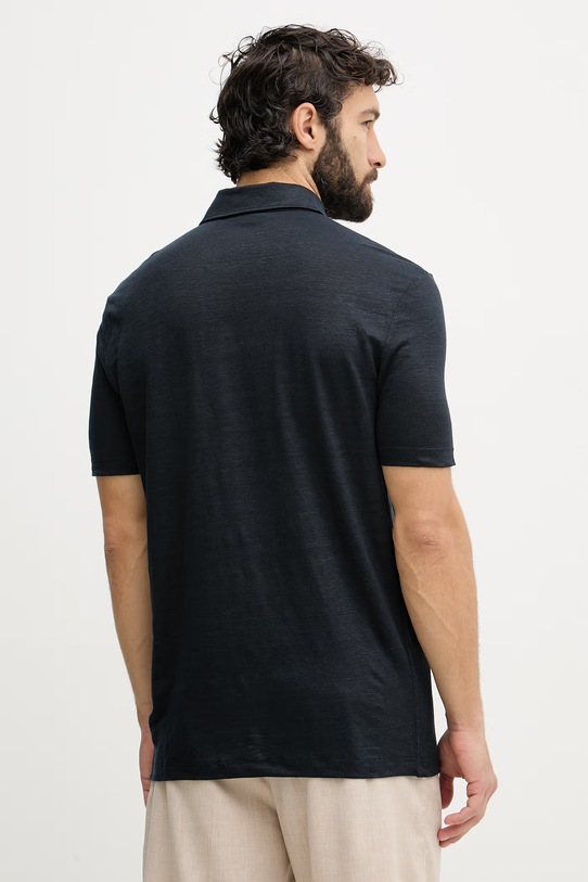 Abbigliamento BOSS polo da uomo in lino BOSS X DAVID BECKHAM 50560534 blu navy