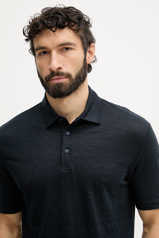 BOSS polo da uomo in lino BOSS X DAVID BECKHAM blu navy 50560534